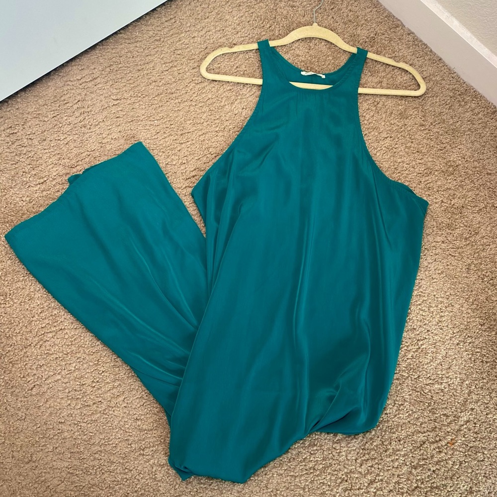 HONEY PUNCH GREEN MAXI FLOWY DRESS SM/MED - Picture 1 of 7